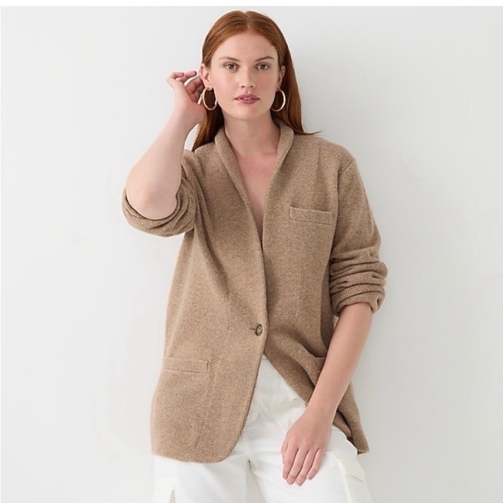 J. Crew Sweater Blazer cocoon sweater gray Merino WoolAlpaca Preppy Minimalist M